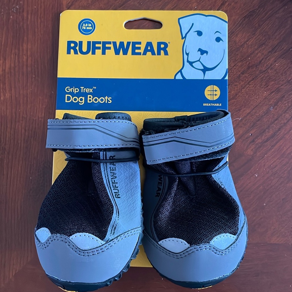 RuffWear Blue and Black Grip Trex Dog Boots - Secure Velcro Straps